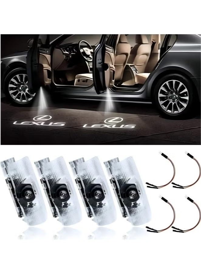 NOOA 4 Pack LED Car Door Logo Light Projector, Welcome Laser Lights Car Door Courtesy Lights 3D Logo Door Lights White LED Projector Lamps for RXESGXLSLXISGSRCUX Series Lexus Door Light Replacement - Image 1